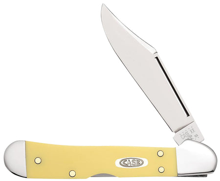 Case 30116 Mini CopperLock Pocket Knife, 2.72" Clip Point Carbon Steel Blade, Smooth Yellow Handle