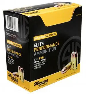 Sig Sauer 10mm Auto E10MM FMJ Training,Target 180 grain Full Metal Jacket ammunition