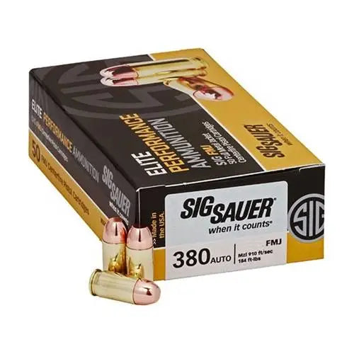 Sig Sauer .380 ACP/Auto  100 grain Full Metal Jacket ammunition