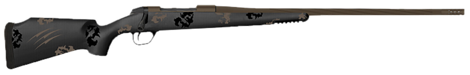 Fierce Firearms TWTROG65PRC22BT Twisted TI Rogue 6.5 PRC 22" Black Cerakote Steel Threaded Barrel, Drilled & Tapped Titanium Receiver, LR Negative Comb Trophy Camo Carbon Fiber Stock
