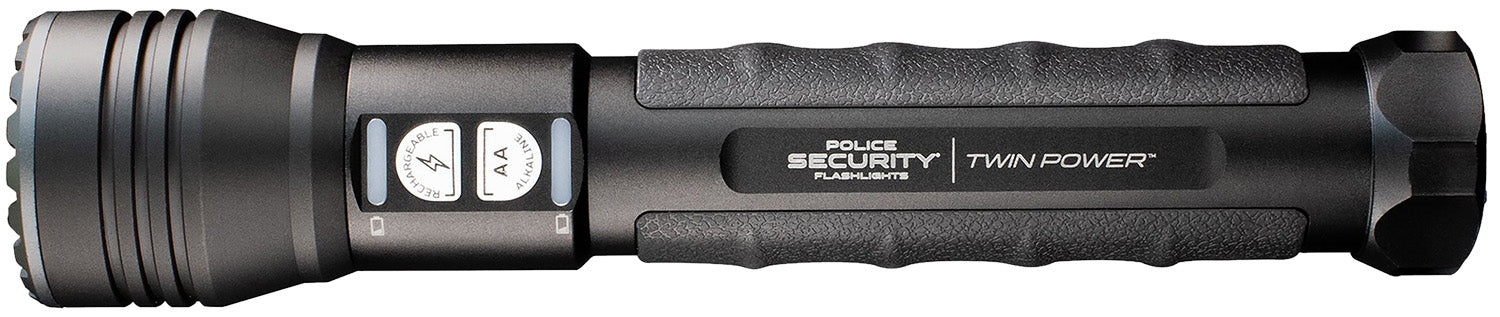 Police Security Twin Power Long Throw Black 1000 Lumens Dual Power Flashlight