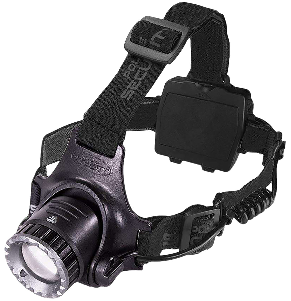 Police Security Long Throw Headlamp Black 470 Lumens Twist Focus LiPo Rechargeable