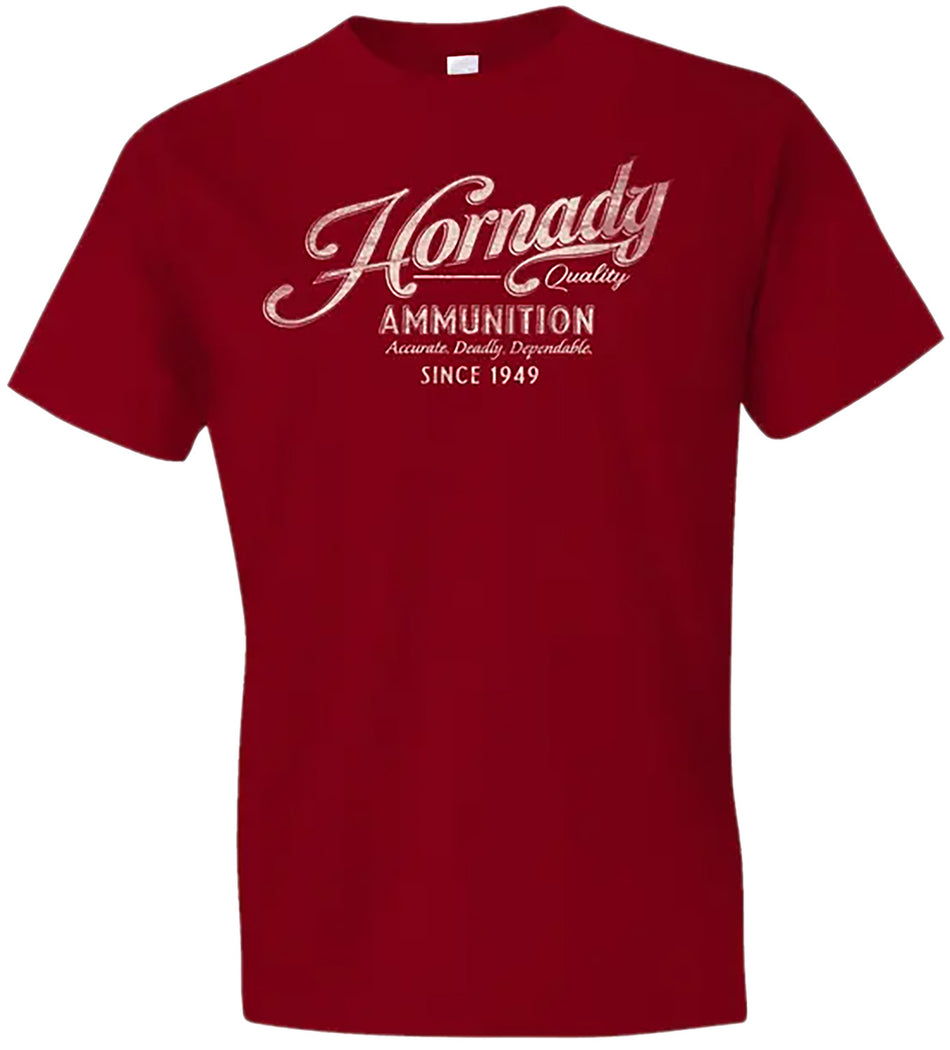 Hornady Vintage Script Red Semi-Fitted Cotton T-Shirt Size Medium