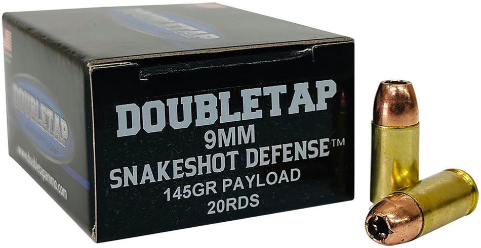 DoubleTap 9mm Luger / Parabellum SnakeShot 145 grain Jacketed Hollow Point ammunition