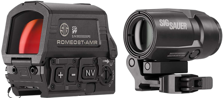 Sig Sauer Romeo8T AMR w/Juliet3T Micro Magnifier 1x40mm/3x22mm Quad Ballistic Reticle Combo Black