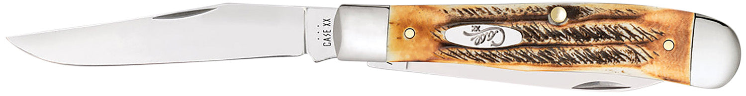 Case 03573 BoneStag Trapper 3.25" Two-Blade Folding Knife, Tru-Sharp SS Clip & Spey Blades