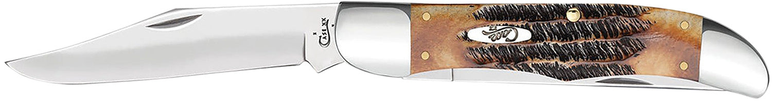 Case 03574 BoneStag Folding Hunter Knife 4.10", Tru-Sharp SS Clip Blade, Mirror Polish
