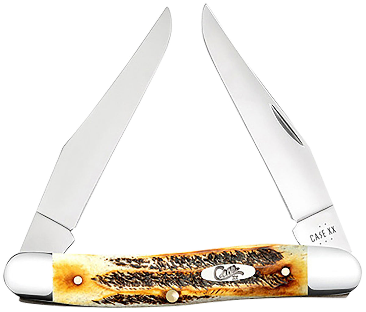 Case 65346 BoneStag Muskrat 2.90" Two-Blade Folding Knife, Tru-Sharp SS Clip Blades