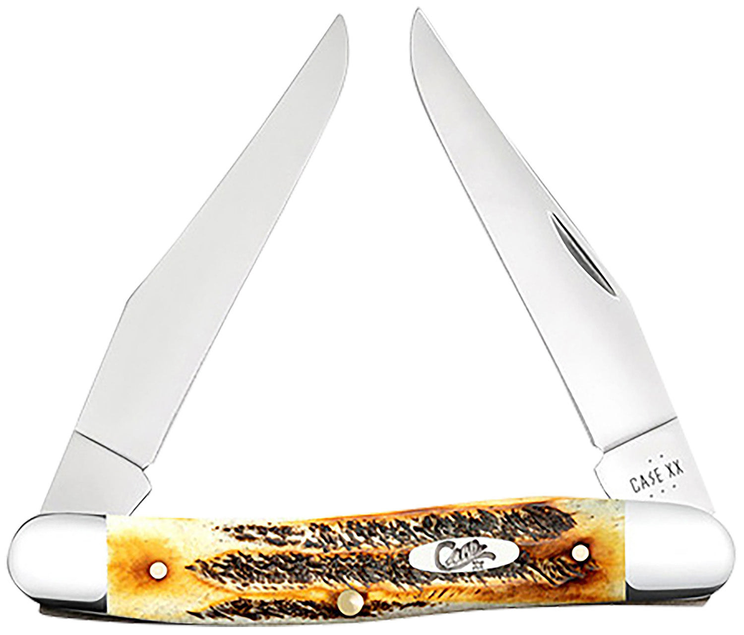 Case 65346 BoneStag Muskrat 2.90" Two-Blade Folding Knife, Tru-Sharp SS Clip Blades