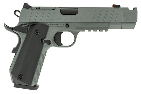 Tisas 10100133 1911 Night Stalker Carry Frame 9mm Luger 10+1 4.25" Black Cerakote Bull Barrel, Gray Cerakote Serrated Steel Slide, Gray Cerakote Steel Frame w/Beavertail & Picatinny Rail