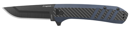 Outdoor Edge Razor VX4 3" Folding Plain Knife – VX430CC, Carbon Fiber/Blue Handle