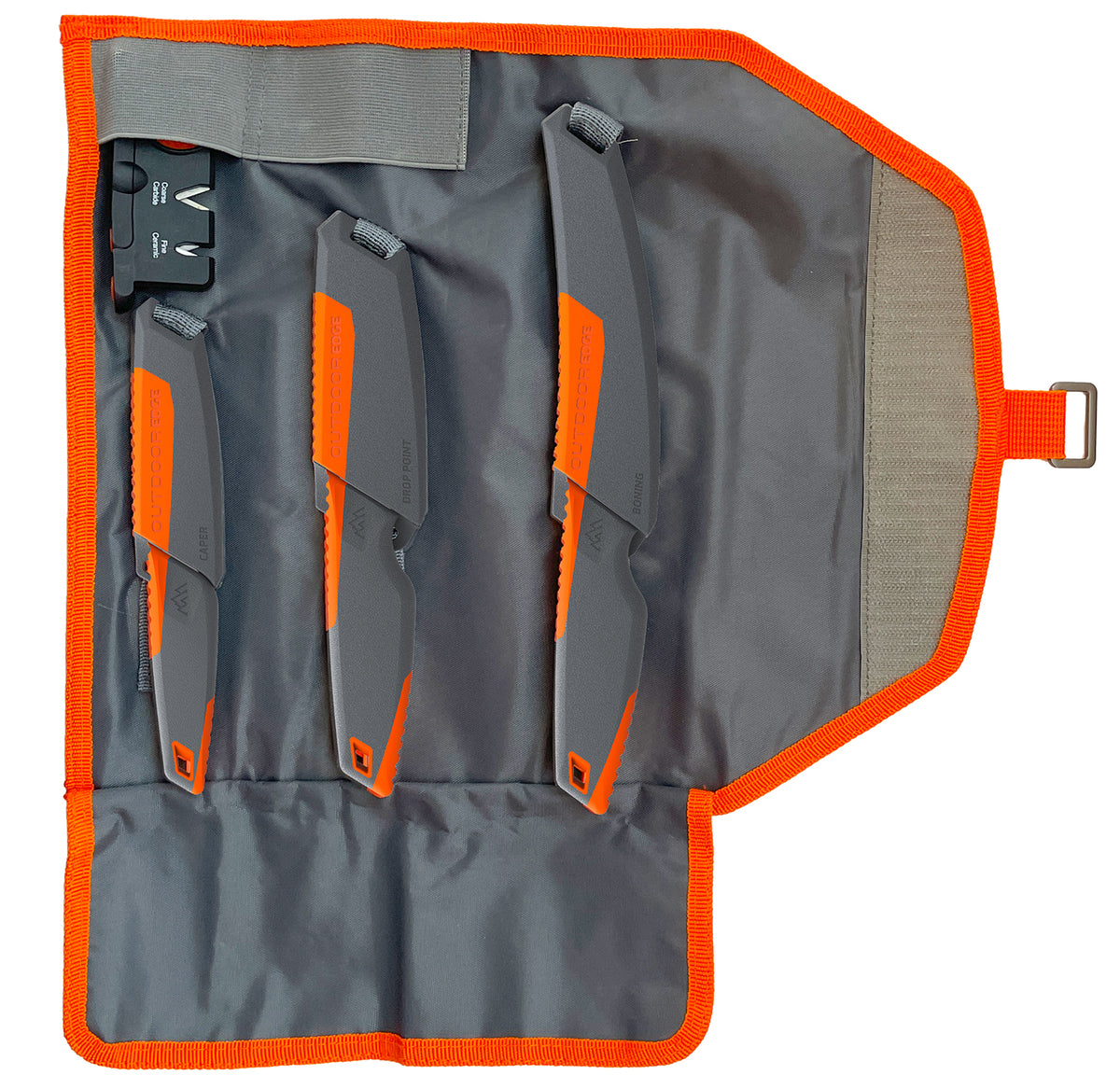 Outdoor Edge Vantex 4-Piece Knife Set VNTX4C – Drop Point/Caping/Boning, 7Cr17MoV Stainless, GFN Handle