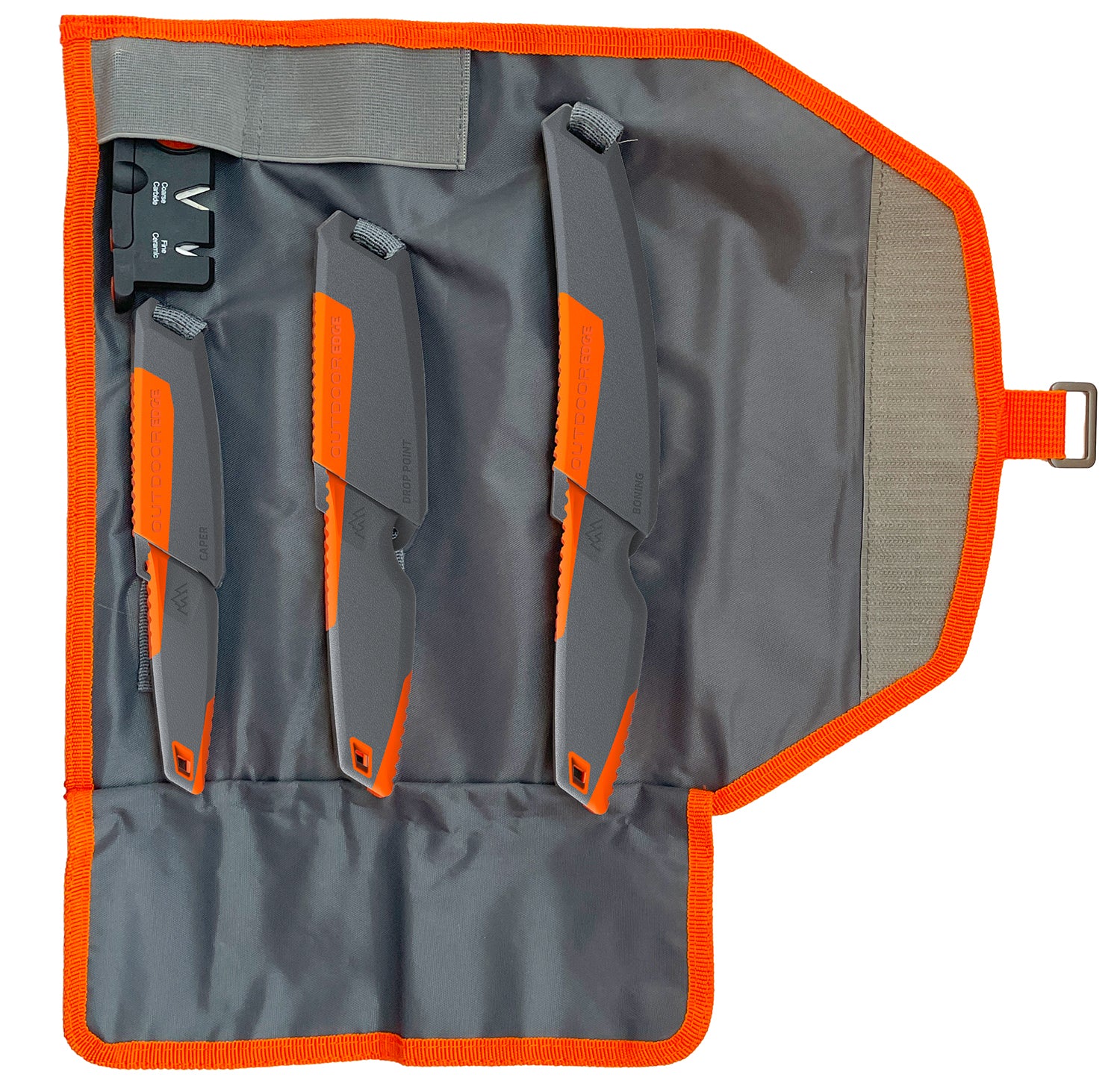 Outdoor Edge Vantex 4-Piece Knife Set VNTX4C – Drop Point/Caping/Boning, 7Cr17MoV Stainless, GFN Handle