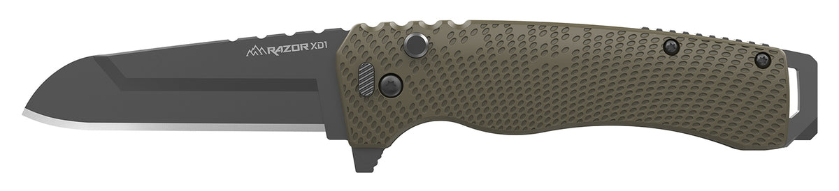 Outdoor Edge Razor XD1 3" Folding Sheepsfoot Utility Knife – XD130AC, 420J2 SS, Heavy Duty Tan GFN Handle