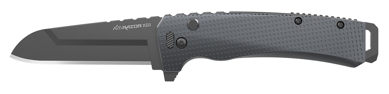 Outdoor Edge Razor XD3 3" Folding Plain 420J2 Stainless Knife – XDS330AC, Charcoal Handle