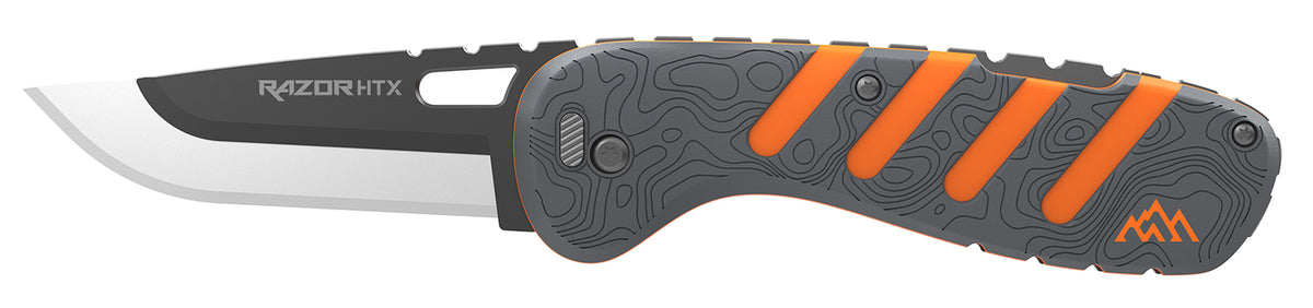 Outdoor Edge Razor HTX Folding Plain Blade 3" 420J2 SS Gray and Orange Handle