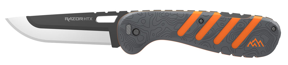 Outdoor Edge Razor HTX Folding Plain Blade 3.5" 420J2 SS Gray and Orange Handle