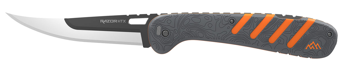 Outdoor Edge Razor HTX Folding Plain Blade 5" 420J2 SS Gray and Orange Handle