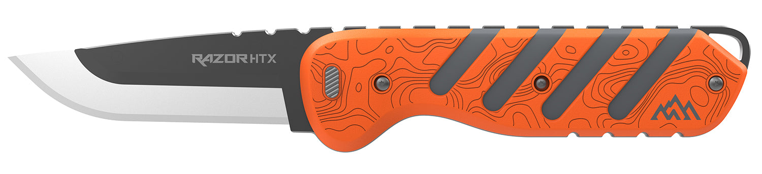 Outdoor Edge Razor HTX Folding Plain Blade 3" 420J2 SS Orange and Gray Handle