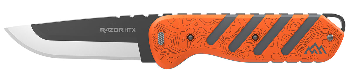 Outdoor Edge Razor HTX Folding Plain Blade 3.5" 420J2 SS Orange and Gray Handle