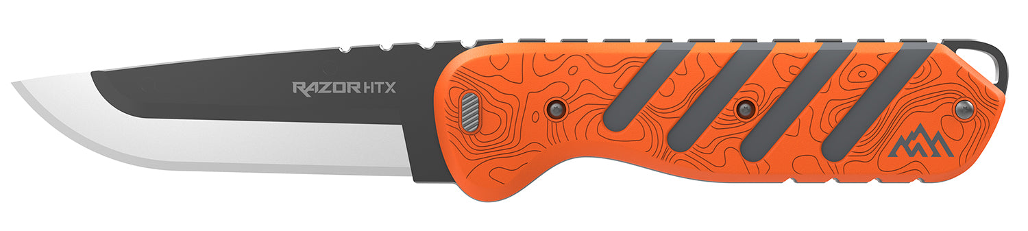 Outdoor Edge Razor HTX Folding Plain Blade 3.5" 420J2 SS Orange and Gray Handle