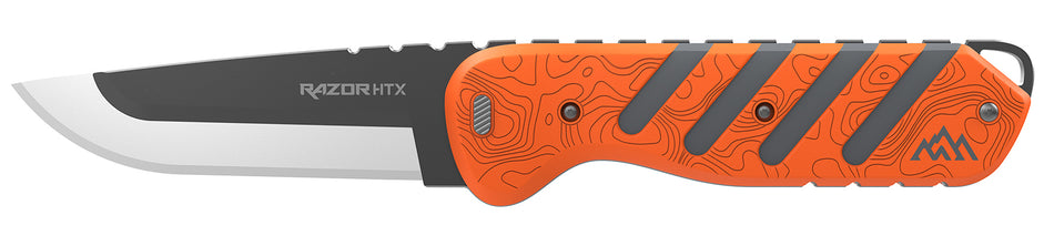 Outdoor Edge Razor HTX Folding Plain Blade 3.5" 420J2 SS Orange and Gray Handle