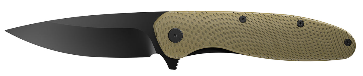 Outdoor Edge Viddux Folding Plain Drop Point 3.15" Black Oxide Blade Green Nylon Handle
