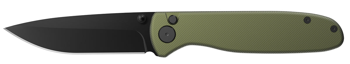 Outdoor Edge Dirk Folding Plain Drop Point 3.25" Black Oxide 8Cr13MoV Green Anodized Handle
