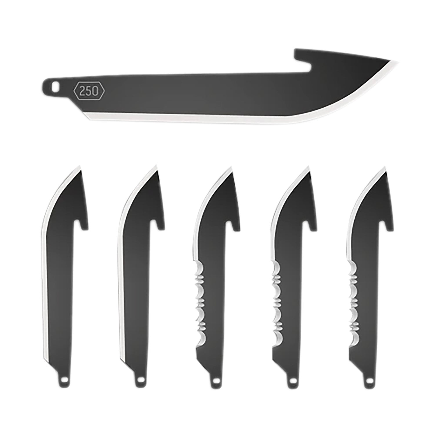 Outdoor Edge 2.50" Drop Point Plain/Serrated Replaceable Blade Knife, Black Oxide 420J2, 6 Blades