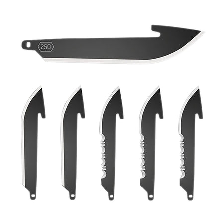 Outdoor Edge 2.50" Drop Point Plain/Serrated Replaceable Blade Knife, Black Oxide 420J2, 6 Blades