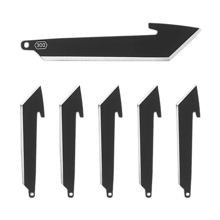 Outdoor Edge 3" Tanto Plain Replaceable Blade Knife, Black Oxide 420J2 SS, 6 Blades