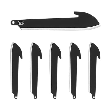 Outdoor Edge 3" Sheepsfoot Plain Replaceable Blade Knife, Black Oxide 420J2 SS, 6 Blades