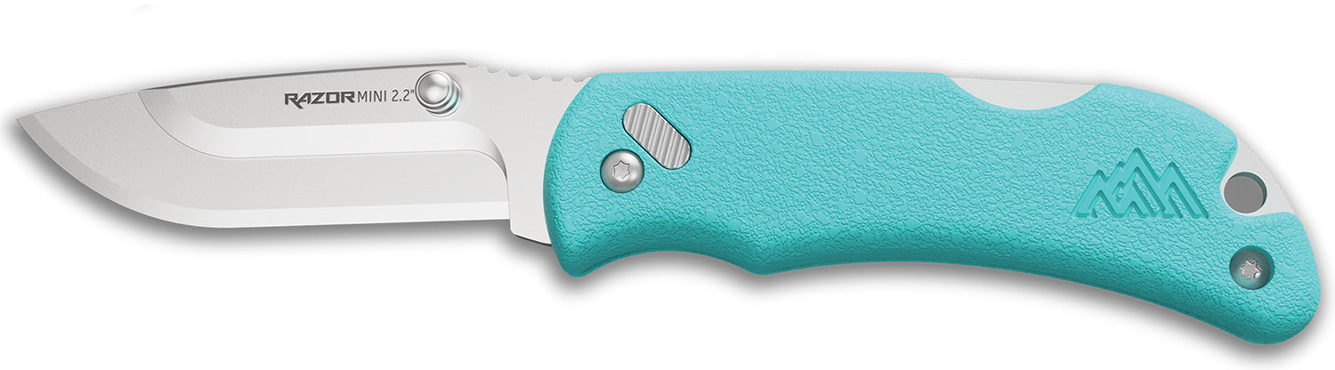 Outdoor Edge RazorMini Folding Plain 2.20" 420J2 SS Blade Aqua Polymer Handle