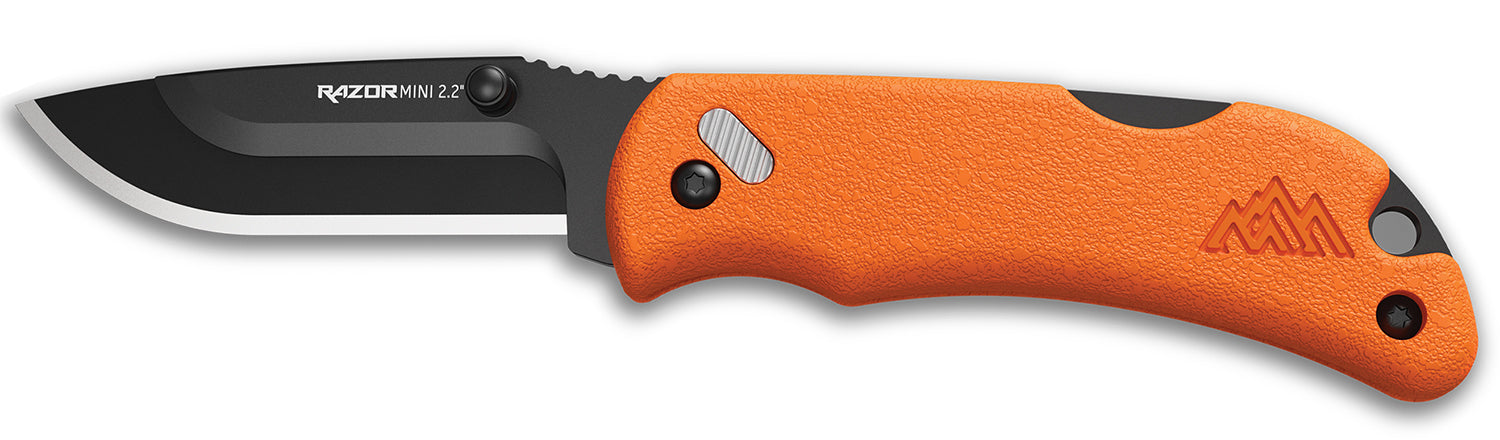 Outdoor Edge RMB222C RazorMini 2.20" Plain 420J2 SS Folding Knife Blaze Orange Polymer Handle