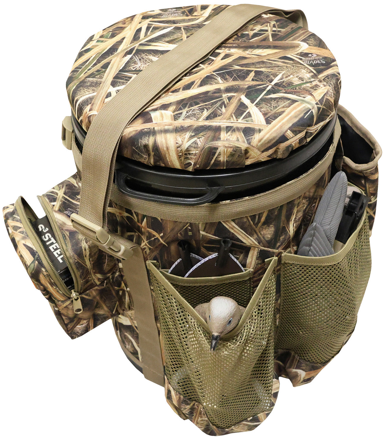 Mojo HW2553 Game Bucket Swivel Seat Mossy Oak Camo with Carry Strap