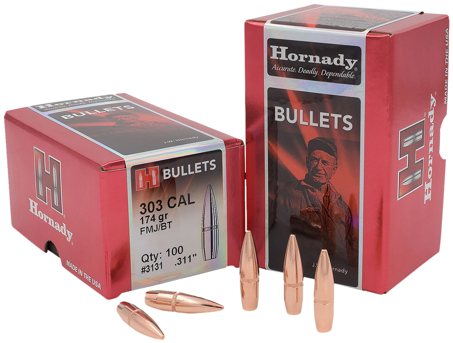 Hornady 3131 .303 Caliber 174 Grain FMJ Bullets Box of 100