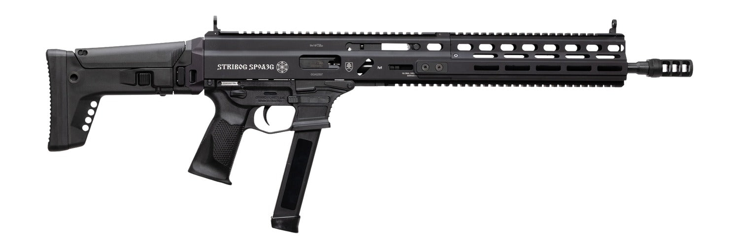 Grand Power 810091156094 Stribog SP9A3G 9mm Luger 16" Black Barrel, Black Receiver, Polymer Stock & Grip