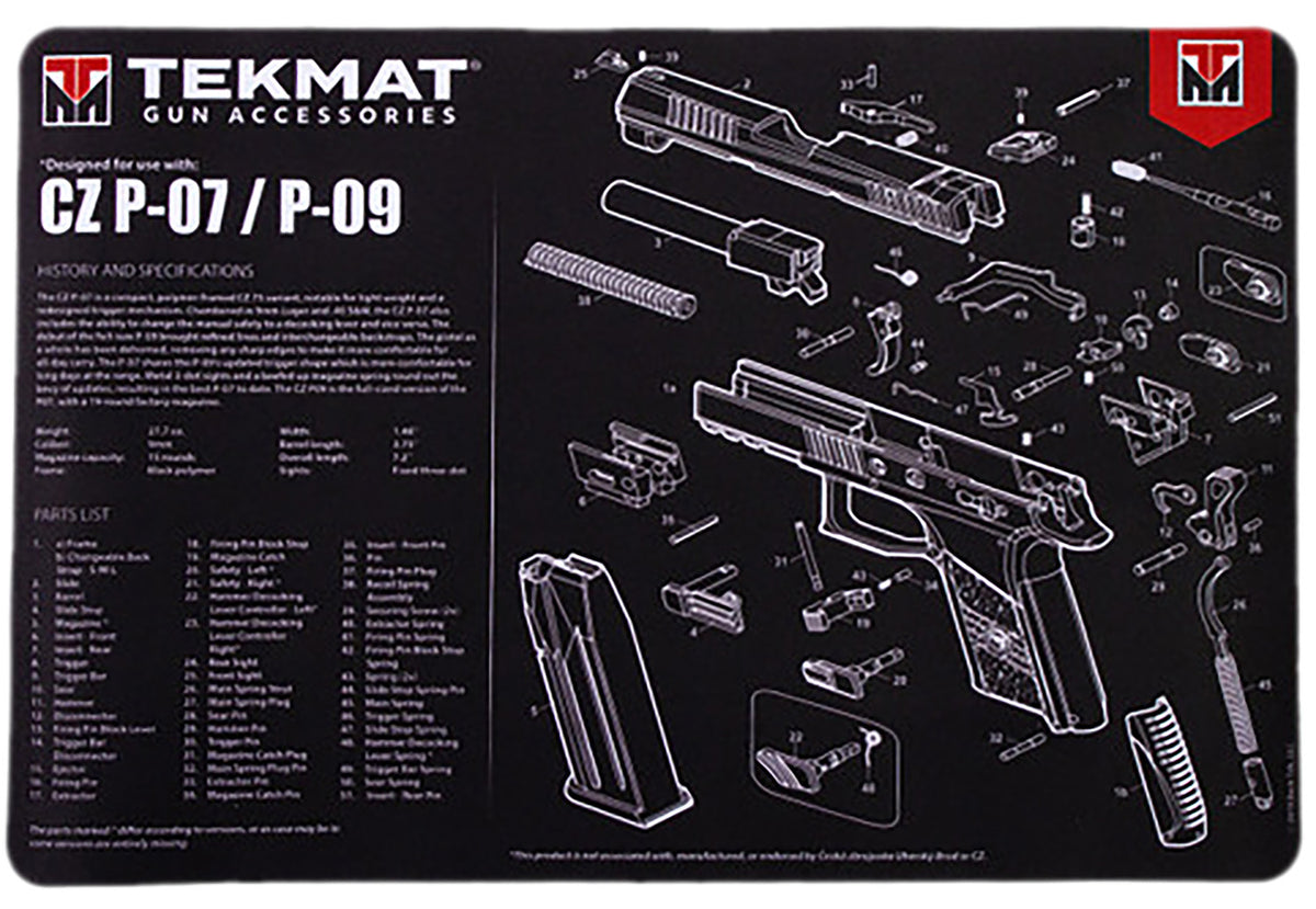 TekMat CZ P-07/P-09 Firearm Cleaning and Maintenance Mat 11x17 Inch