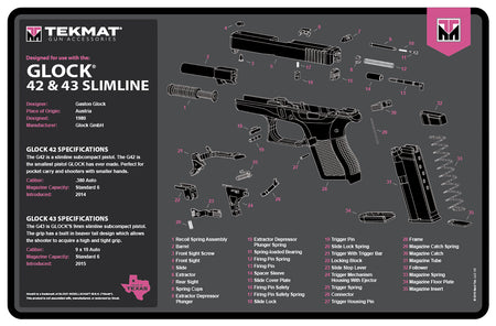 TekMat Glock Gen 3 Firearm Cleaning Mat Pink 11x17 Inch