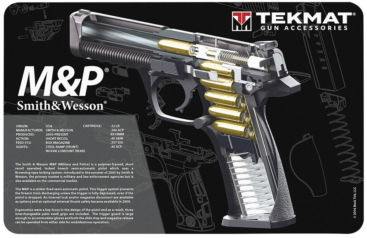 TekMat TEKR17SWMPCA S&W M&P Cutaway Parts Mat 11" x 17" Black/White
