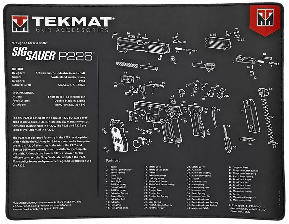 TekMat TEKR20SIGP226 Sig P226 Parts Diagram Ultra 20 Cleaning Mat 15"x20" Black/White