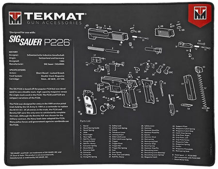TekMat TEKR20SIGP226 Sig P226 Parts Diagram Ultra 20 Cleaning Mat 15"x20" Black/White