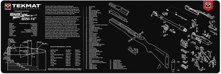 TekMat Ruger Mini-14 Parts Diagram Cleaning Mat 12x36 Inch Black/White