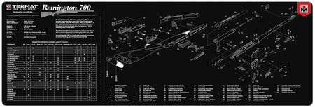 TekMat Remington 700 Parts Diagram Cleaning Mat 12x36 Inch Black/White