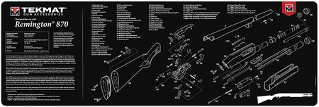 TekMat Remington 870 Parts Diagram Cleaning Mat 12x36 Inch Black/White
