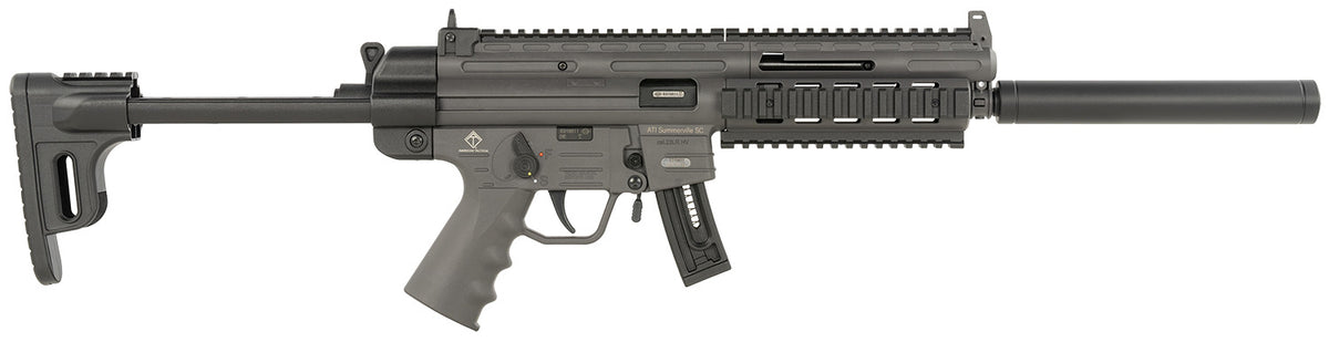 ATI GERGGSG1610S GSG-16 22LR 10+1 16.25" Black Non-Threaded Barrel, Smoke Gray Picatinny Rail Polymer Receiver, M-LOK Handguards, Collapsible w/Storage Compartment Black Synthetic Stock, Smoke Gray P