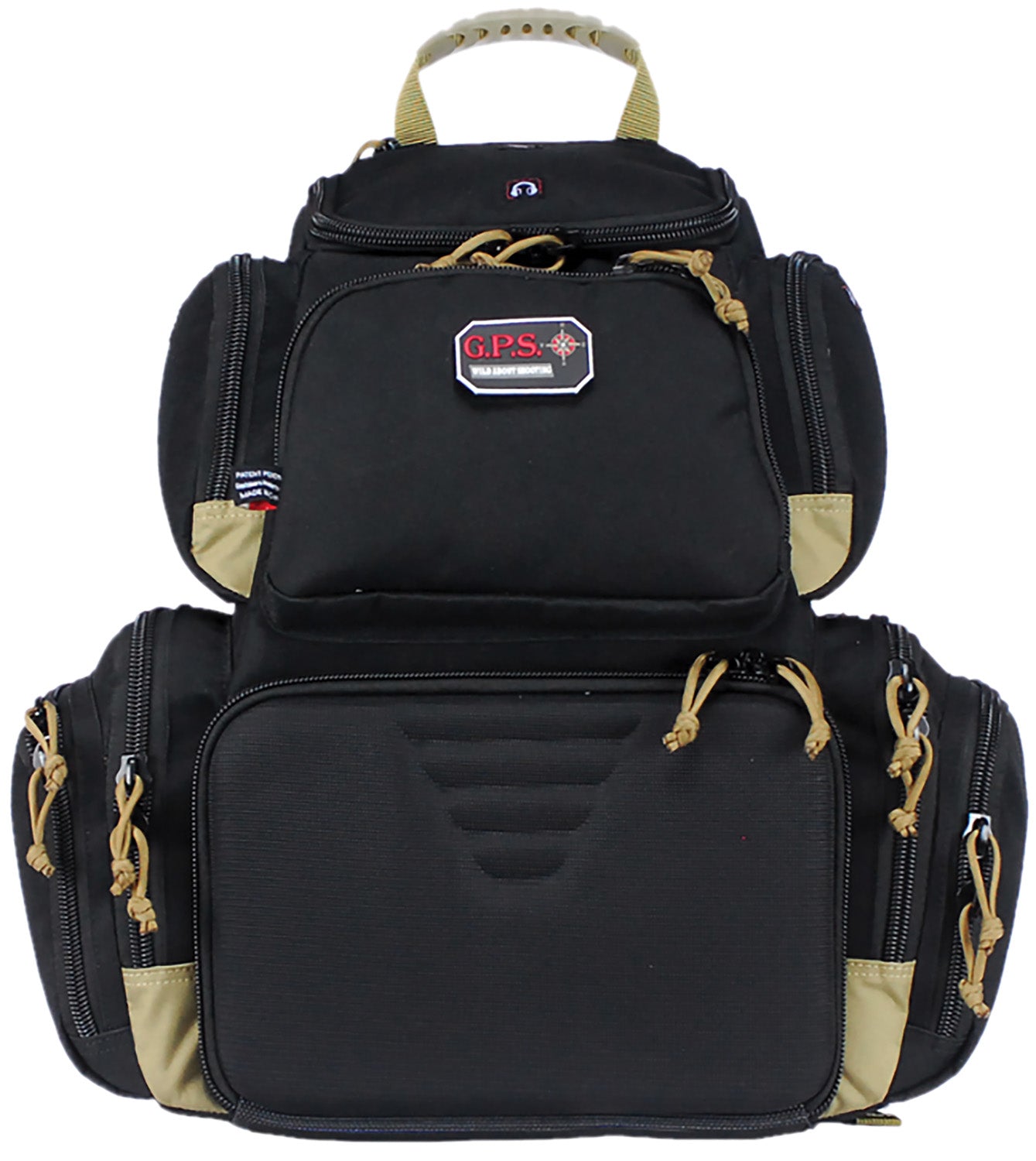 GPS GPS1711BPBT Black and Tan Handgunner Backpack 1000D Nylon Visual ID System