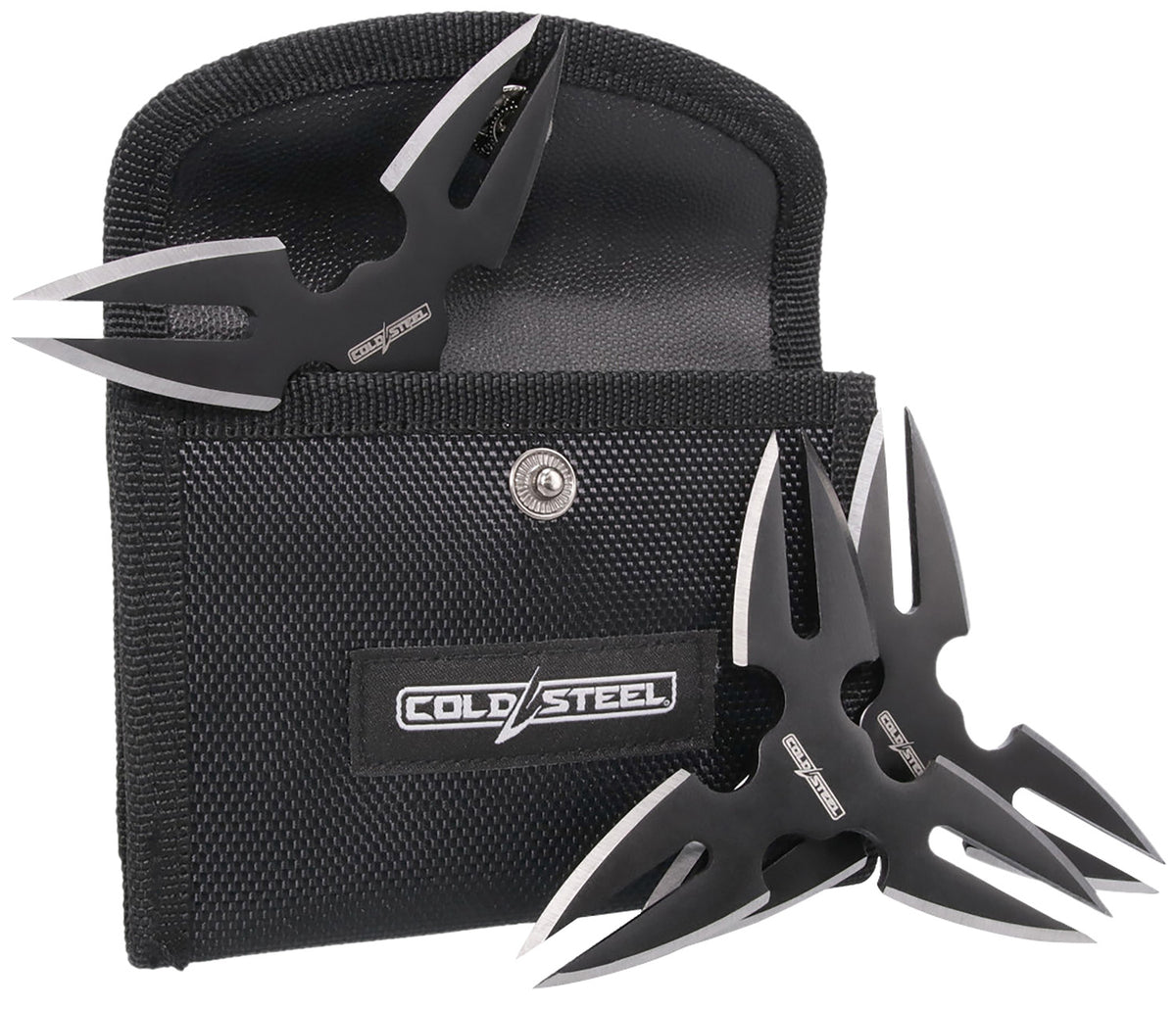 Cold Steel Three-Pack Throwing Stars 1.50" Black Oxide 420 Stainless Steel Shurikens with Sheath