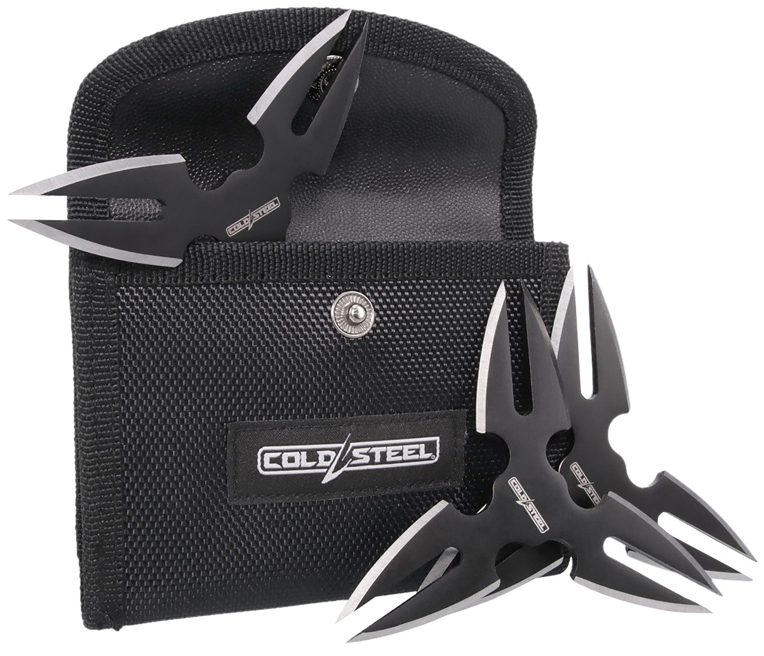 Cold Steel Three-Pack Throwing Stars 1.50" Black Oxide 420 Stainless Steel Shurikens with Sheath