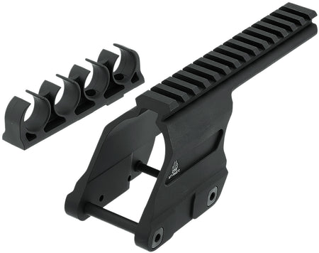 UTG MT-RM870 Remington 870 12 Gauge Optic Mount Picatinny Top Rail with Ammo Carrier